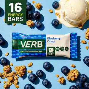 Blueberry Crisp Caffeinated Energy Bars – 16 Pack (26g Each) Vegan Green Tea Caffeine Snack