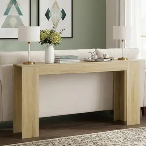 Spaco 62.99-Inch Extra-Long Console Table – Sofa Table Behind Couch, for Narrow Hallway & Entryway , Oak Finish Living Room Accent