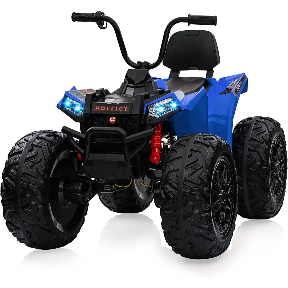 24V Kids' Electric Ride-On ATV - Ride on Wheels, Parental Remote Control, Puncture-Proof Tires, LED Lights, Built-In Music, All-Terrain, Food Grade PP, Grass/Slope Ready, Ideal Gift for 3-4 Years & 5-8 Years Olds