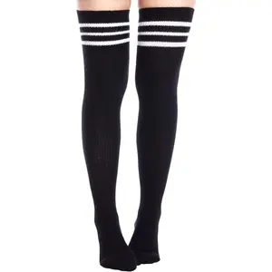 Women Thigh High Socks Extra Long Warm Knit Over Knee High Boot Stockings Striped Thigh Highs Leg Warmers