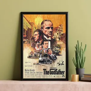 [Unframed] The Godfather Movie Poster Framed Wall Decor Art Print - Classic Mafia Crime Drama Cinema Memorabilia - High-Quality Canvas with Premium Frame - Perfect Gift for Movie Buffs, Man Cave or Office Decor