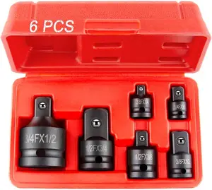 6 Piece Impact Socket Adapter and Reducer Set 1/4 3/8 1/2 3/4 Chrome Vanadium Steel Ratchet Socket Extension Conversion Kit for Automotive Maintenance Construction Engineering