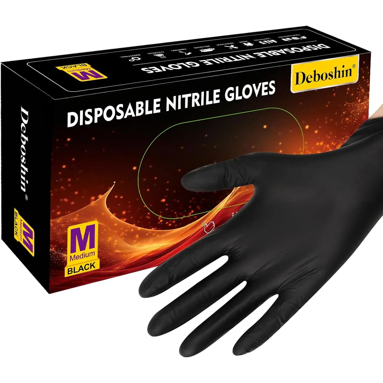 X-Large Disposable Nitrile Gloves - Latex & Powder-Free, Waterproof, Comfortable, 100-Count Black Gloves for Cleaning, Household Use (Tools & Hardware Gardening Protective Gear), Water Proof