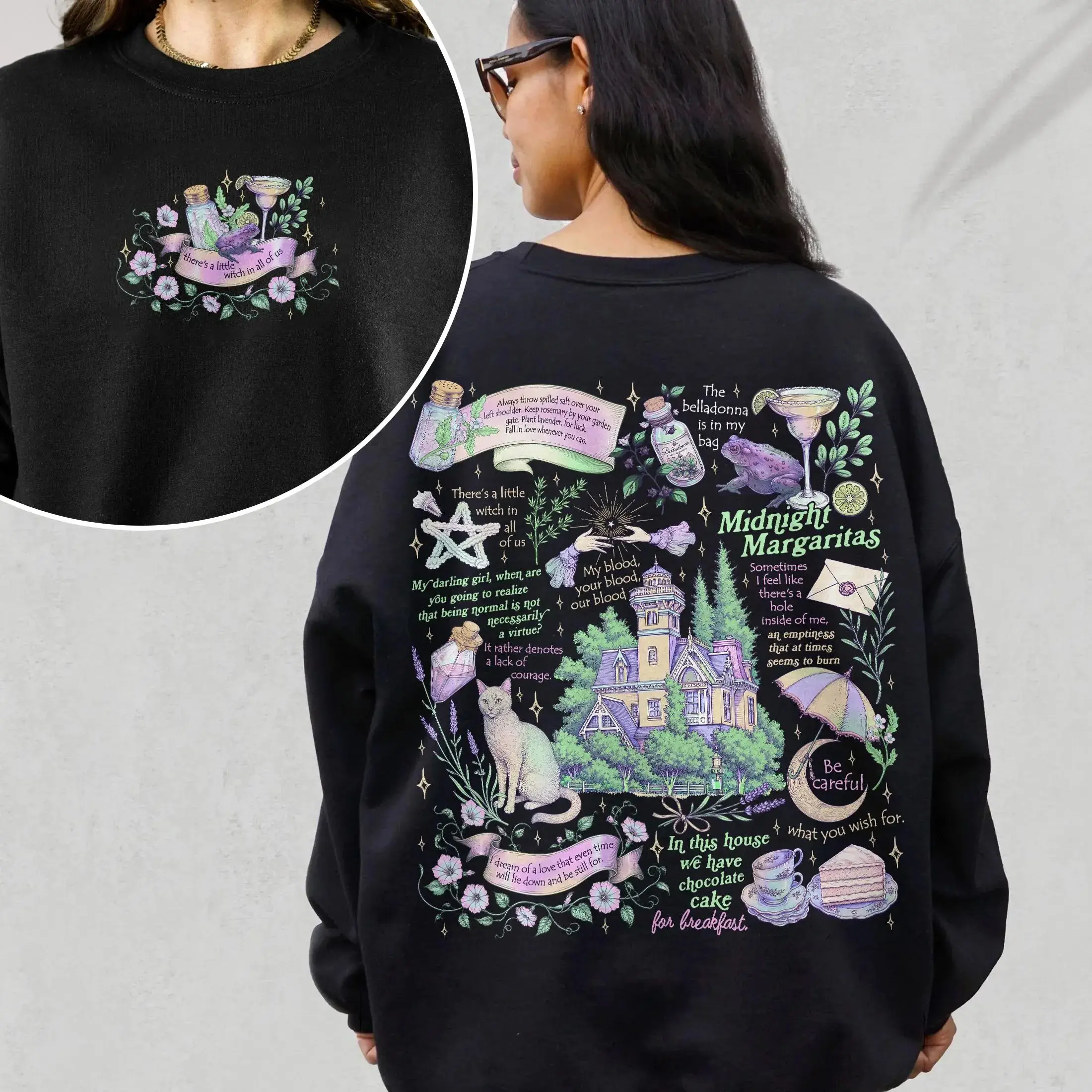 Owens Magic Practical Sweatshirt, Midnight Margaritas Hoodie, Little Witch In All Of Us Sweater, Inspired Halloween Movie Tee, Spooky Gift