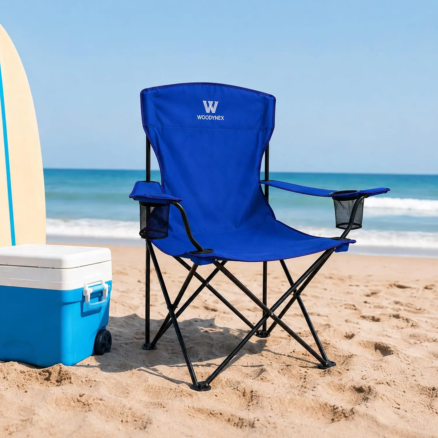 Oversized Foldable Outdoor Camping Chair - Heavy-Duty Unisex Portable High-Back Lawn Chair with 600D Oxford Fabric, Dual Cup Holders, 300 lbs Capacity, Storage Bag for Travel, Relaxation, Folding Camping Chair