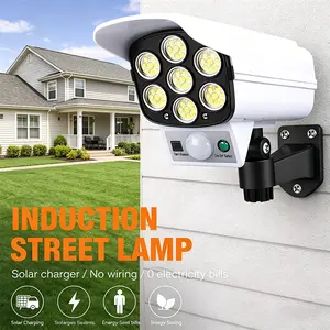 1:1 Fake Camera Solar Light Motion Sensor Security Lamp, 800 Lumen No Wiring Needed Scare Away Intruders Remote Control Solar Charging Body Induction