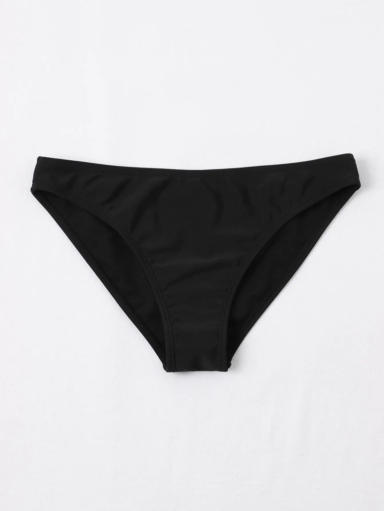 Classic Black High-Waisted Cheeky Bikini Bottoms – Solid Full Coverage Swim Briefs Women Timeless Y2K Basics