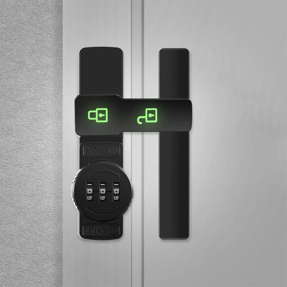 Password Door Lock, Locks with code, Door Security Lock, 180 Degree Sliding Barn Door Lock with 3-digit Combination Lock, Gate Garage Shed Window Lock Bolt, No Key Bathroom Bedroom Cabinet Lock, Luminous Sign, Keyless Entry Lock