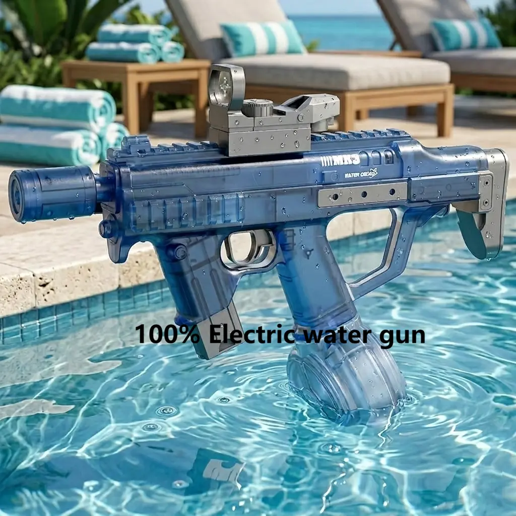 BUILDRIX MK3 2026 Unisex Automatic Electric Water Gun - Large Capacity, Powerful Spray, Long Shooting Range, Lighting Mode, USB Charging, Durable, Mock Flame Spray Toy, With Batteries, Ideal Gift for 6-8 Years Kids (Outdoor Pool Play Toy)