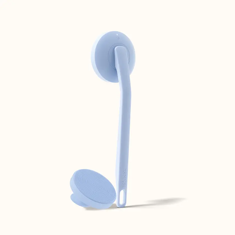 Aura Body Clean Pro⁺ | Rechargeable Vibrating Body Scrubber - Water Proof Silicone Body Cleansing Brush with Handle - For Back Acne, Ingrown Hairs & Keratosis Pilaris - Daily Body & Bath Care