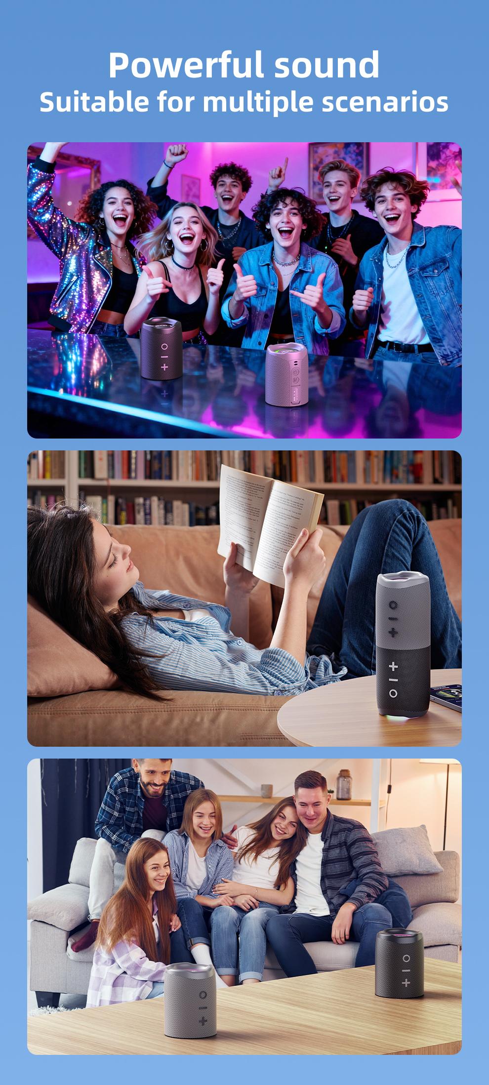 10W*2【ZEALOT】Portable wireless speaker, Magnetic Split speaker, RGB ambient light, outdoor Bluetooth speaker surround sound, TWS pairing,long battery life,supports USB/TF/AUX/BT smartphones. Ideal choice for family/car/party/camping/gift giving