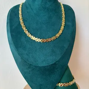 Heart X 14 K Gold Plated Set - Elegant Heart Design Necklace & Bracelet Set for Women