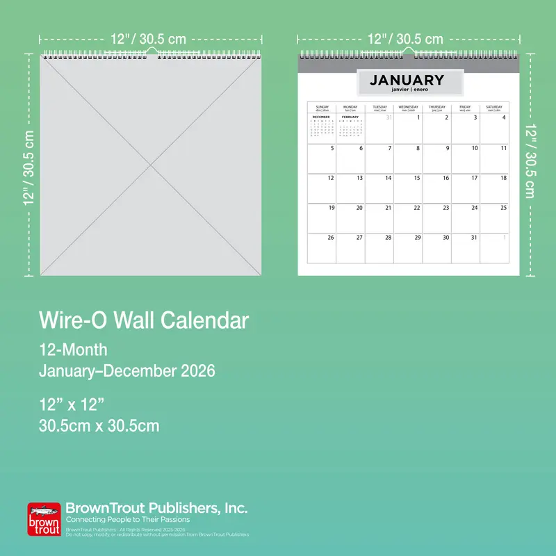 Busy Bees | 2026 12 x 12 Inch (Hanging) Monthly Square Wire-O Calendar | Sticker Sheet | BrownTrout | Planning Stationery 6