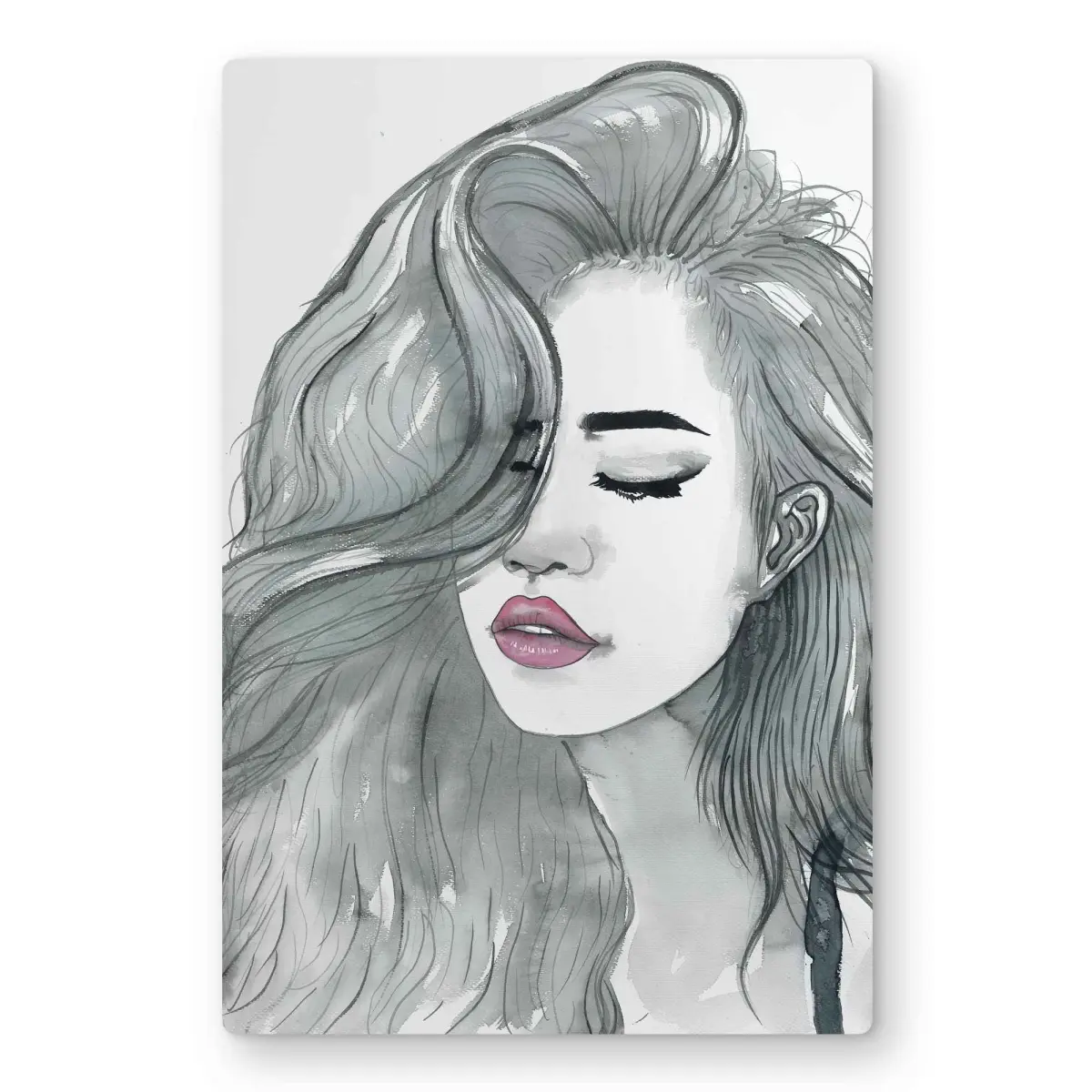 Begin Home Decor C1MP1218HEU2E5 12 x 18 in. Beautiful Female Hair - Figurative Woman Metal Print Wall Art - Home