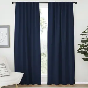 NICETOWN Vertical Blinds Window Curtain Panels - (Navy Color) 52 by 84 inches, Set of 2 Panels, Energy Saving Blackout Curtains for Hall Room
