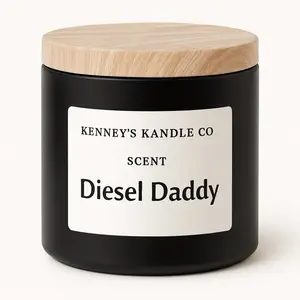 Kenney's Kandle Co. Diesel Daddy Candle - Black Jar with Wooden Lid