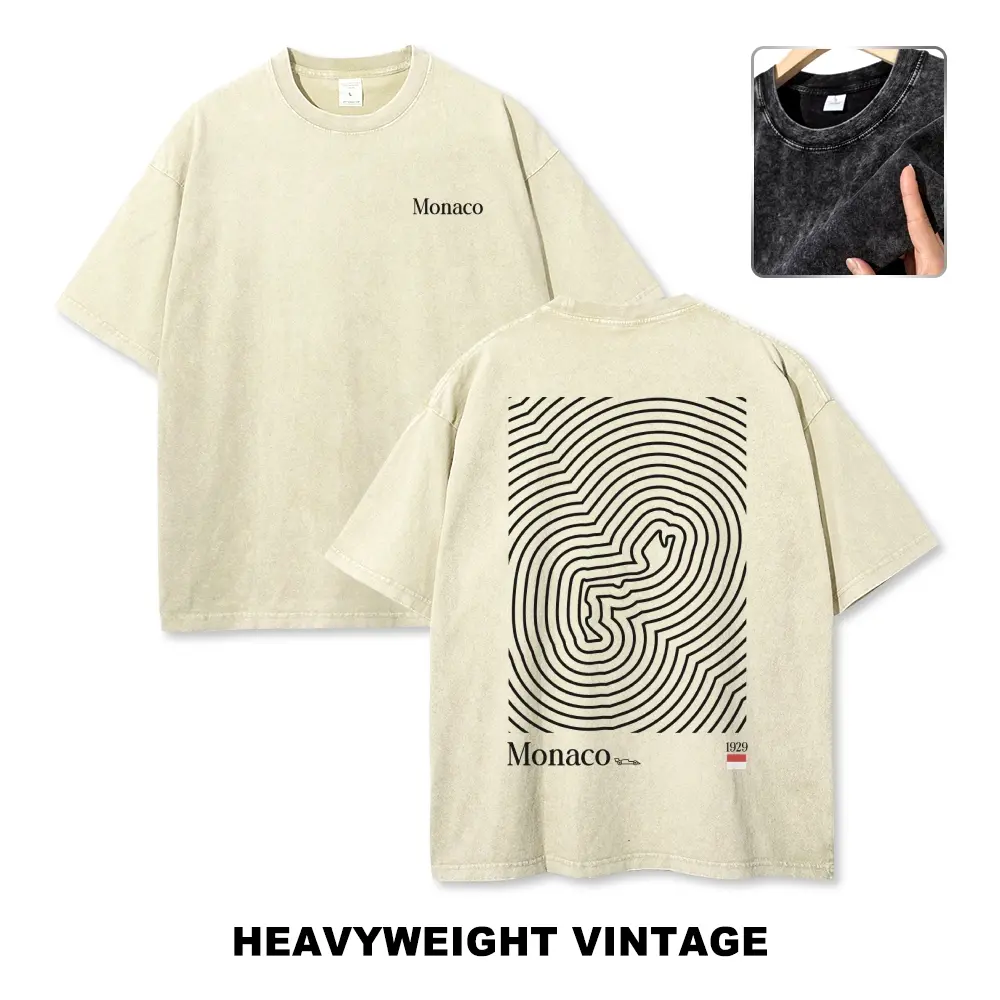 Monaco Circuit Map 1929 Racing Vintage Washed Tee 90s Men's Graphic Tee t Shirts Funny Graphic Tee Good Graphic Tees Graphic Tees Streetwear Outfits Men Vacation Outfits Oversized Tshirt Men