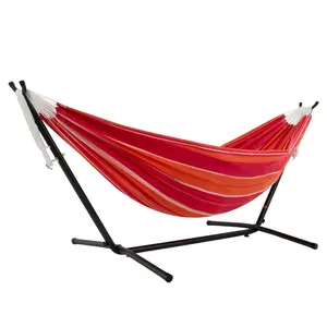 Vivere Double Cotton Hammock, Comfortable Daybed with Steel Stand, 9', Mimosa