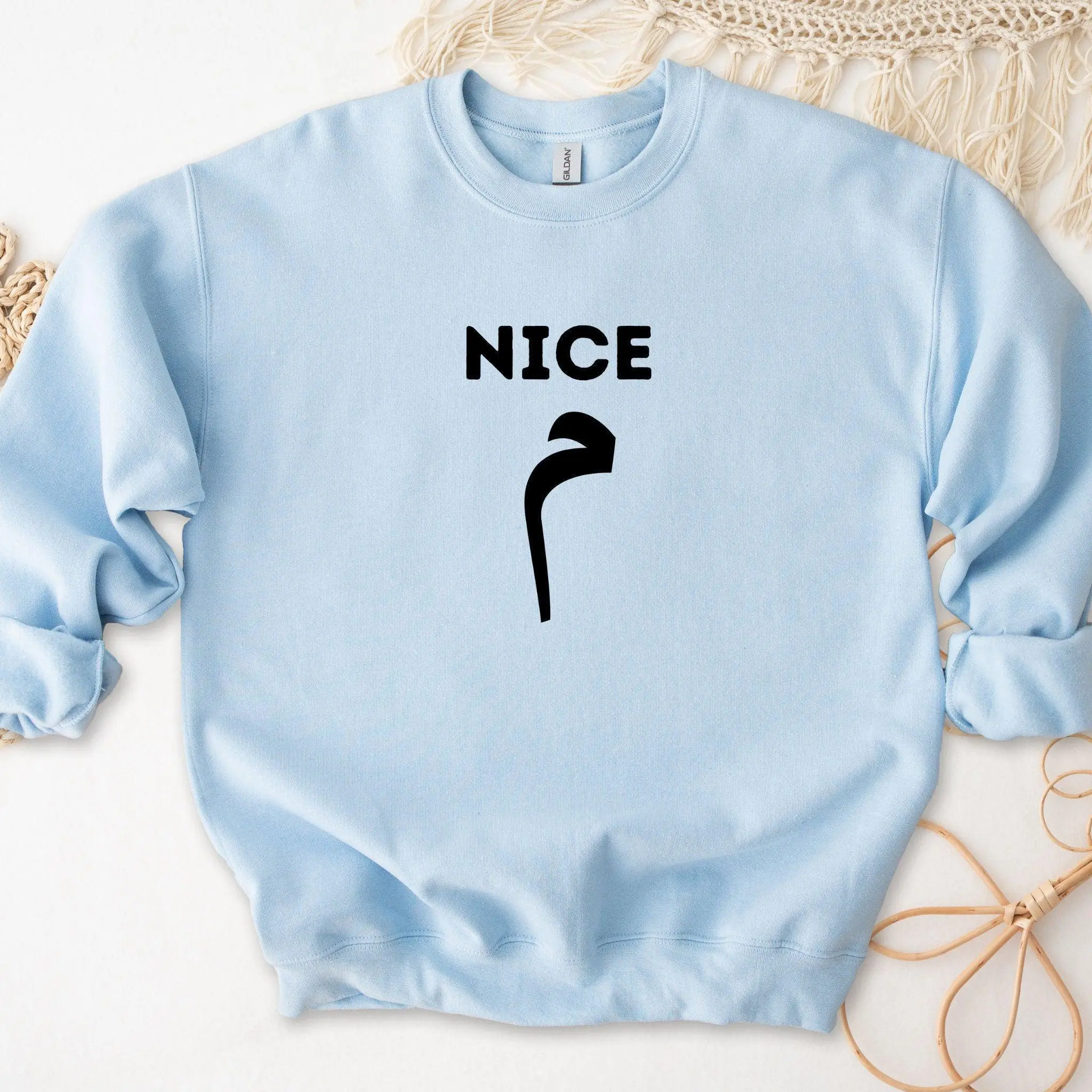 Nice م ("Meme") Sweatshirt by Humraha | Desi Arab Muslim Fashion Apparel Gifts for Ramadan Eid Nikkah Wedding Couples Families New Moms Aunts Uncles Grandparents | Pakistan India Bangladesh Palestine Lebanon Egypt Syria