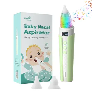 Baby Nasal Aspirator, Upgraded Rechargeable Electric Nose Aspirator for for Baby, Newborn and Toddler, Baby Nose Sucker with Automatic Cleaning, 3 Suction Levels,2 Silicone Tips, Music & Light Soothing Function，Green