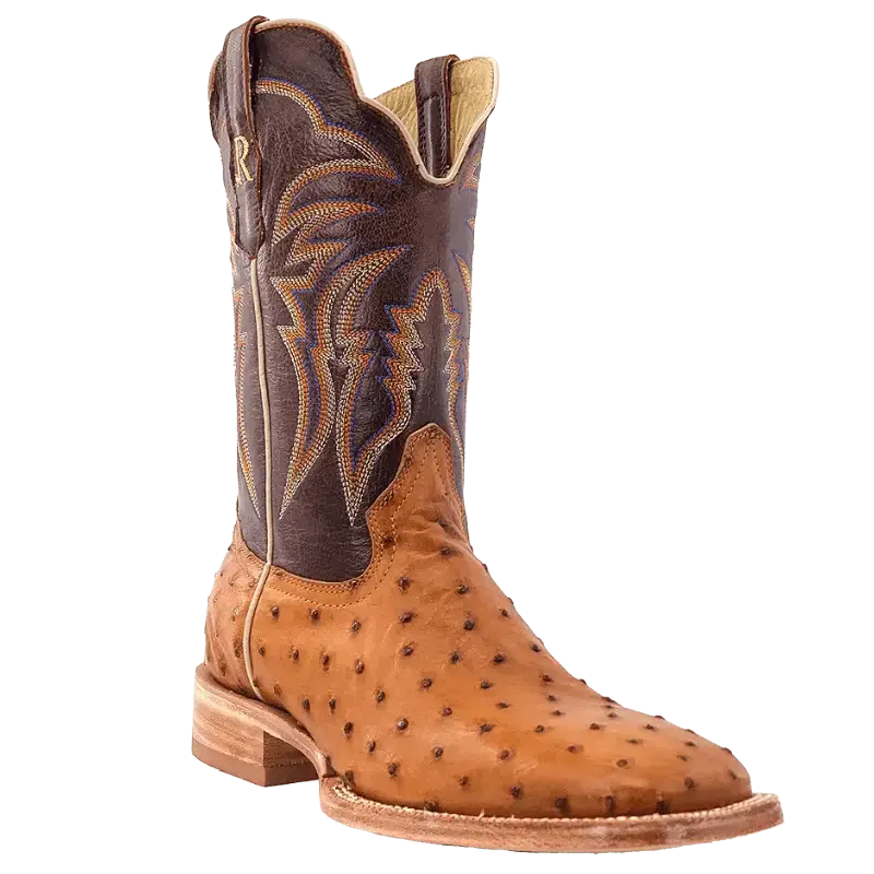 R. Watson Men's Antique Saddle Full Quill Ostrich Western Boots RW4506-2