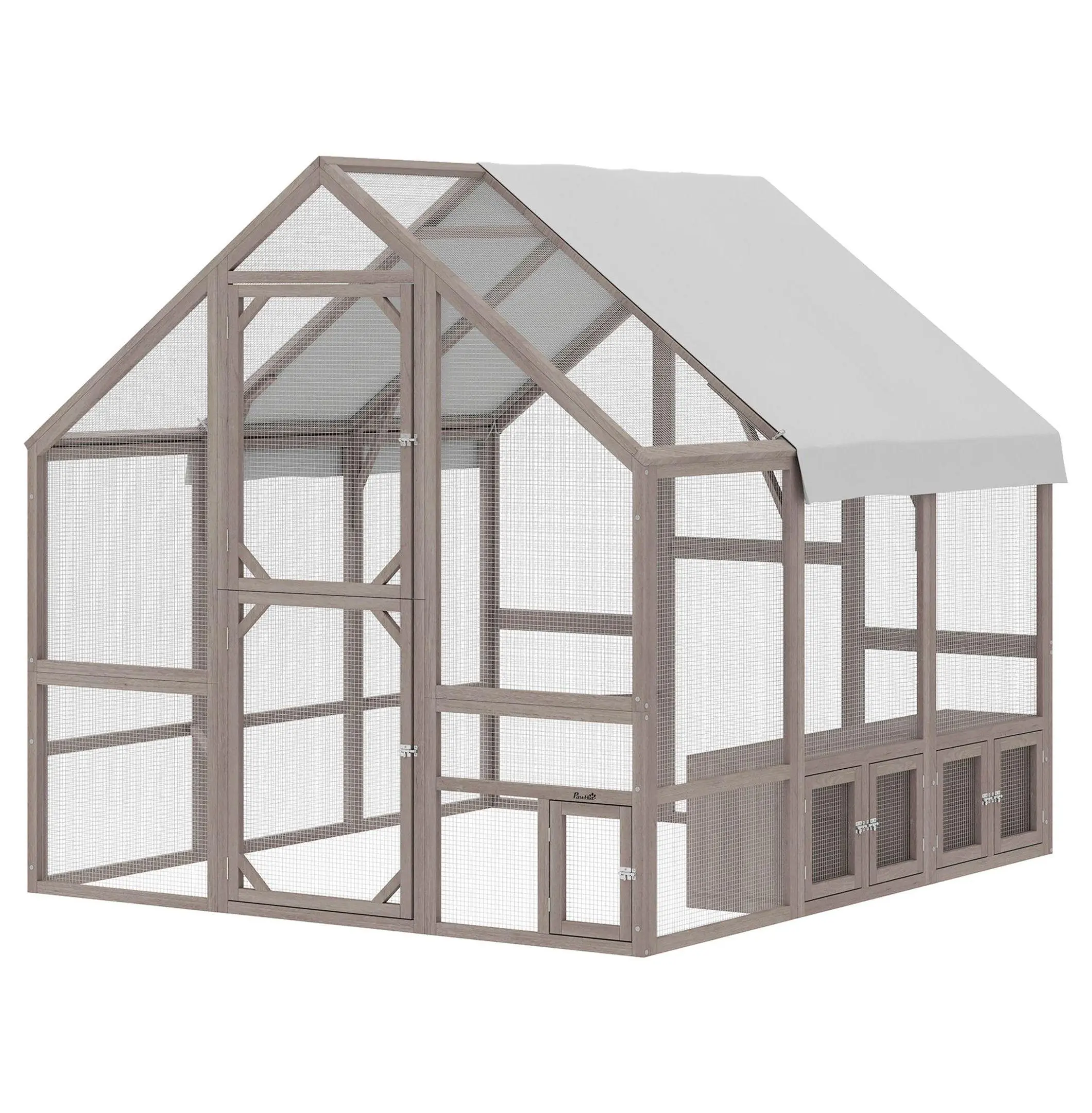 Chicken Coop for 8-10 Hens, Large Walk-in Coop with Run & Cover Brown