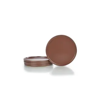 Everything Kitchens Modern Flat 8" Lunch Plates (Set of 4) | Brown