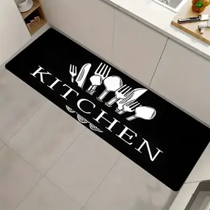 1pc Dinnerware Theme Kitchen Rug, Waterproof Non-Slip Washable Mat, Industrial Style Decor for Living Room Bedroom Kitchen, Kitchen Runner Rug