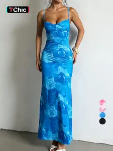 Floral Print Backless Strap Dress, Fashionable Tie Design, Multiple Color Options, Perfect for Parties and Casual Vacations