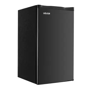 VEVOR Mini Fridge, 3.2 Cu. Ft, Single Door Compact Refrigerator, Adjustable Temperature, Glass Shelf, Energy Efficient Small Refrigerator, Reversible Door, Low Noise, for Bedroom Dorm Office, Black