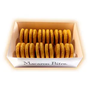 Macaron Bites Pumpkin Macaron Cookies Gift Box - 12 Count French Meringue-Like Cookies with Creamy Exotic Fillings