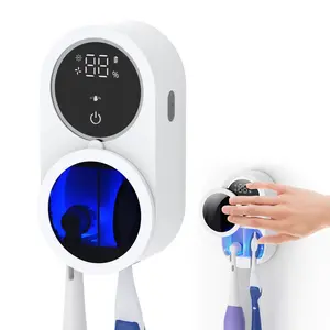 Portable Smart Toothbrush Sterilizer, 1 Count Rechargeable LED Smart Screen Toothbrush Storage Box, Wall Mounted Bathroom Toothbrush Holder, Uv Toothbrush Holders