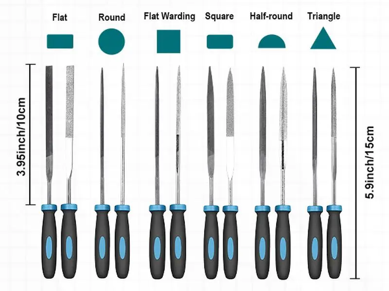 LIBRATON Small File Set, Needle Diamond Files 13PCS, 6pcs Jewlers & 6 Steel for Precision Metal Work, Wood, Woodworking, Plastic Carving Tool with Brush and Carry Case