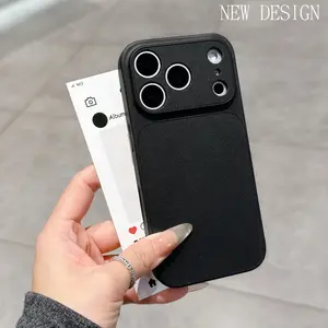 Official Vegan Leather Instantly Turn 17 Phone Case For iPhone 17 Air 16 15 14 13 Pro Max Plus Luxury Large Window Bumper Cover