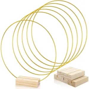 10 Inch Macrame Metal Hoops with Wood Holders (5 Pack) - DIY Craft Ring Set for Macrame Wall Hanging, Wedding Centerpiece, Floral Wreath Making for DIY Wedding Decor and Wall Hanging Crafts