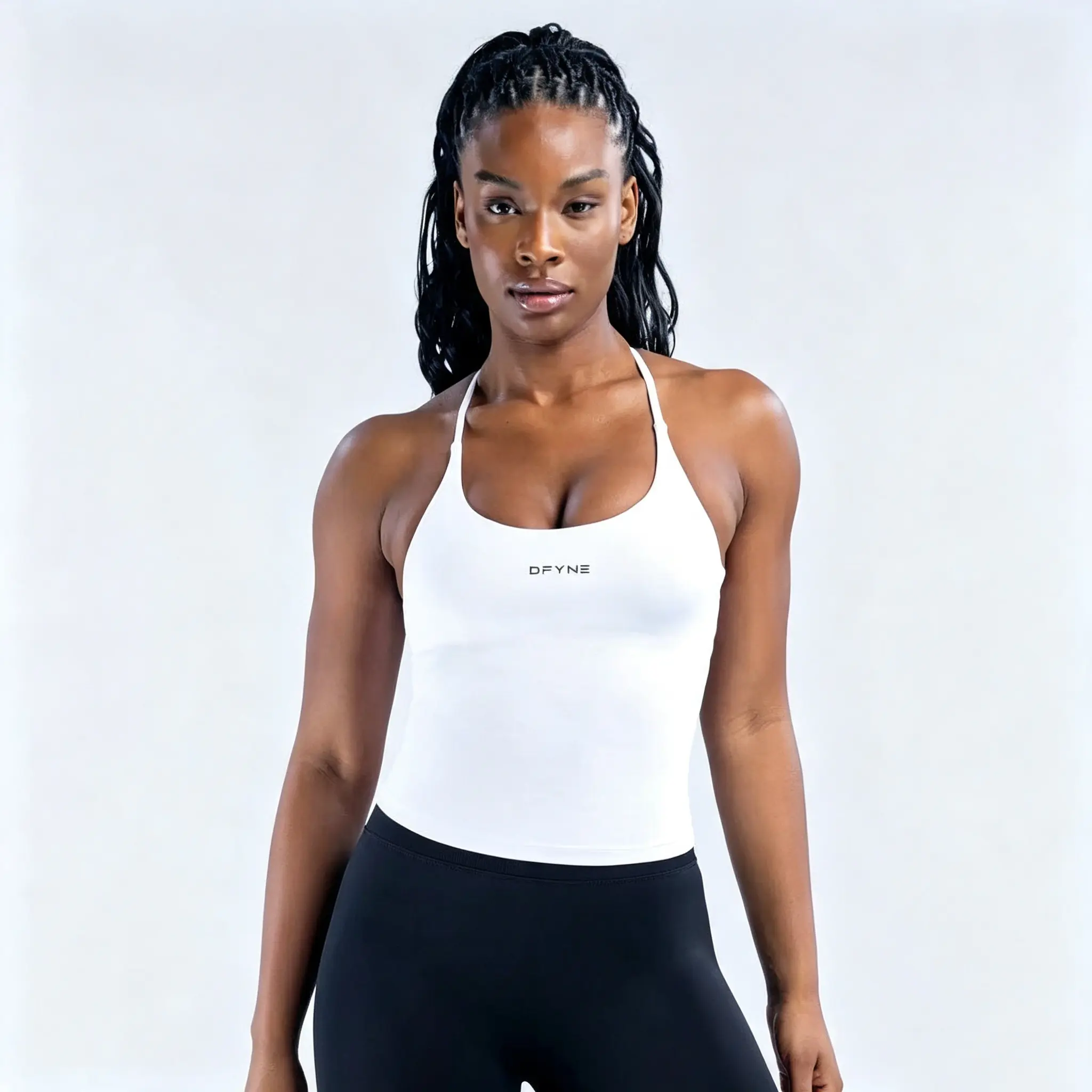 DFYNE Criss‑Cross Backless Workout Tank Tops for Women, Spaghetti Strap High Elastic Sculpting Sports Cami, Buttery‑Soft Breathable Yoga Gym Athletic Tops