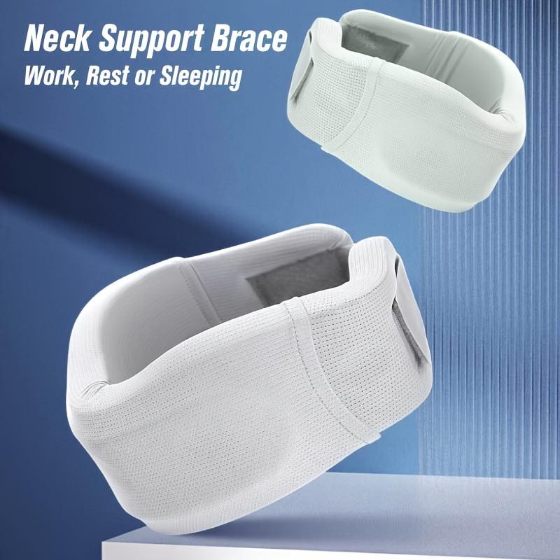 Adjustable Light Blue Neck Support Brace, Ergonomic Cervical Spine Stabilizer for TV & Office Use, Prevents Forward Head Posture, Soft Comfortable Textile Neck Brace