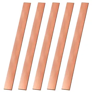 5PCS C110 Copper Flat Bar, 0.02" Thickness x 0.4" Width x 15.7" Length Copper Flat Bar Stock, 0.5mm x 10mm x 400mm Suitable for DIY Battery Connection, etc.