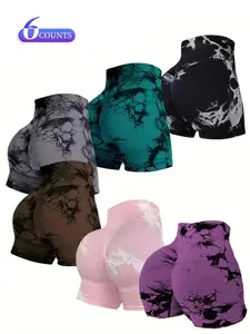 Women's Tie Dye Print Sports Shorts, Casual Comfy Breathable High Waist Skinny Shorts for Yoga Gym Workout Running, Ladies Sportswear for All Seasons, Athletic Shorts, Athleisure Shorts, Comfy Stretchy Shorts