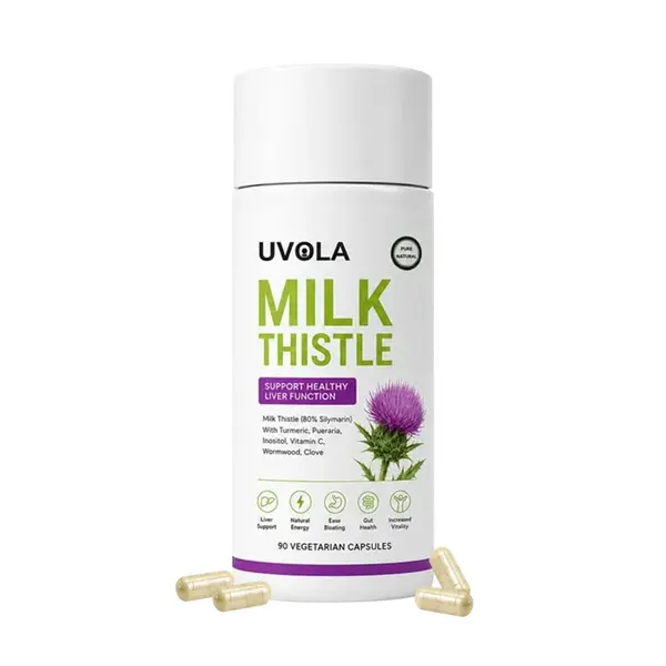 Uvola Milk Thistle Supplement, 80% Silymarin Liver Support Formula, 90 Capsules