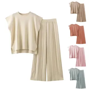 YeeZaa Women's 2-piece Sweater Set Knitted Pullover Top High Waist Pants Sweatshirt Casual Set 2025 TikTokShopHolidayHaul Christmas Clothing Soft Batwing Basic Crewneck Elastic Fit