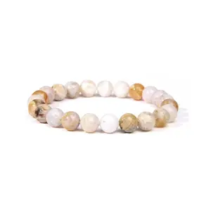 【Bamboo Leaf Agate】Bamboo Leaf Agate Bracelet Beaded Bracelets for Women  Semi Precious Natural Stone Jewelry Protection Gifts