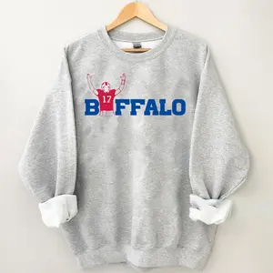Bills Sweatshirt, J0sh Allen, Football Shirt, AFC East, Gifts for Bills Fans, Buffalo Crewneck, Number 17, Tailgating