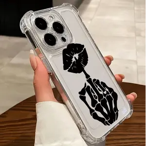 Skeleton hand lips finger - pointing gesture Compatible with iPhone 17/17 Air/17Pro/17ProMax/ iphone 16 pro max cases /15/13 Soft TPU Shockproof Protective Case Durable Cover iPhone 16 plus cases