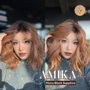 JBEXTENSION AMIKA MONO Monofilament Handmade Wig 6X5 Full Monofilament Hand Tied Top Wig 14 Inches Copper Curly Mono Lace Wig Glueless BS Wig AMIKA MONO【BENDY EAR TABS】