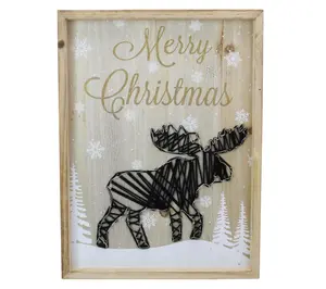 Northlight 16" Pre-Lit Moose Christmas Wall Hanging