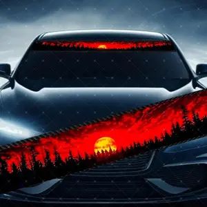 Sunset Car Windshield Sticker, Decorative Vinyl Decal, Scratch Cover Waterproof UV Protection, Suitable for All Cars