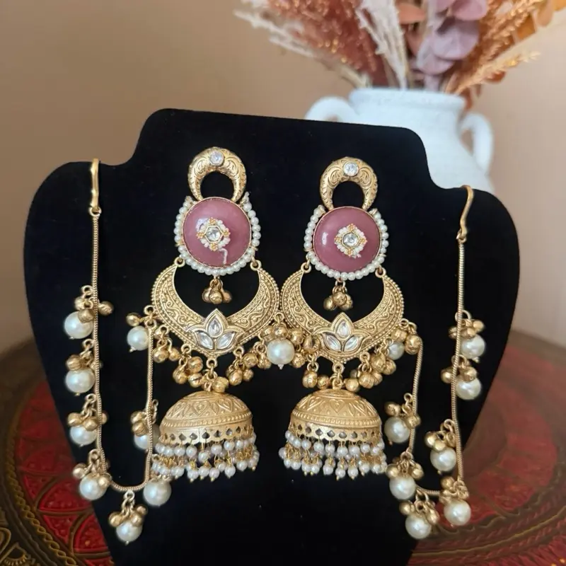 Kashmiri Jhumkas, Traditional Ethnic Earrings for Women, Handcrafted Indian Wedding Jewelry