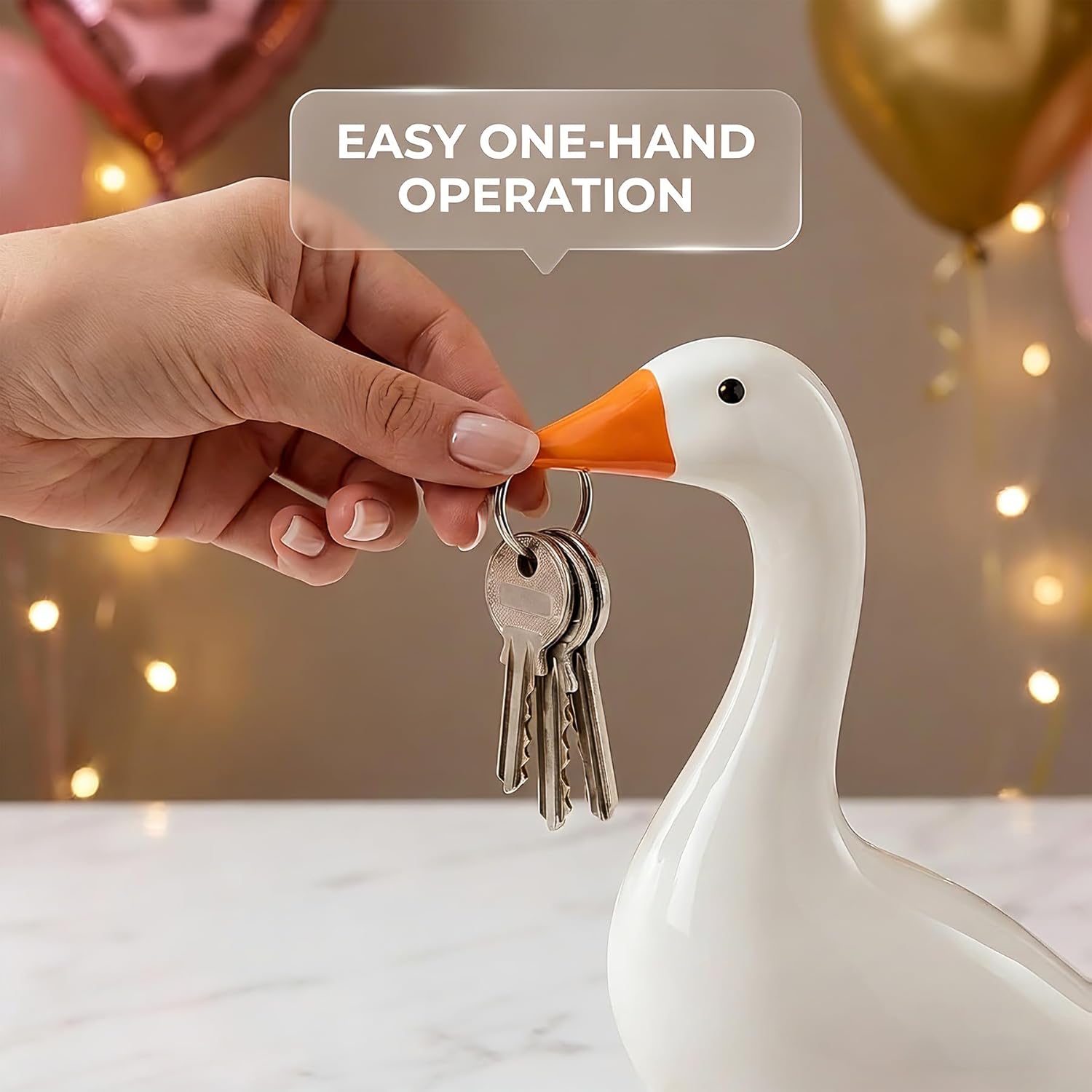 Magnetic Goose Key Holder 7x5 inches Kawaii Home Decor for Bedroom Office Table Desk Aesthetic Funny Housewarming Gift for Women Men Handcrafted Vivid Art Decor