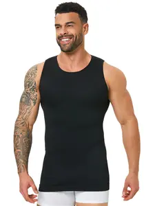 Seamless Gynecomastia Compression Shirts for Men,Sleeveless Slimming Undershirts Tummy Control And Body Shaper Tank Top,Men's Shapewear To Tighten Loose Skin And Back Support,GYM Workout Tops,Compression Garment